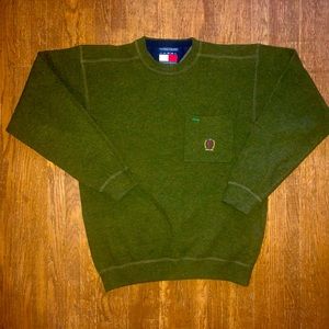 Vintage Tommy Hilfiger 90’s green wool cotton sweater sz M men medium Mint